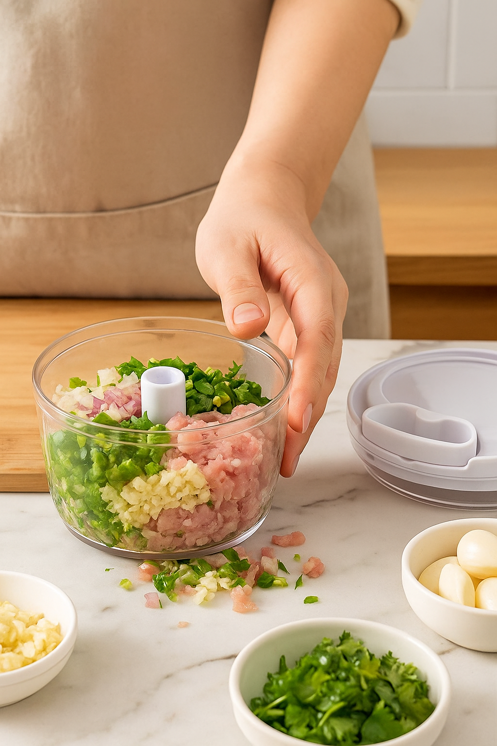 1pc Multifunctional Manual Garlic Grinder and Meat Chopper