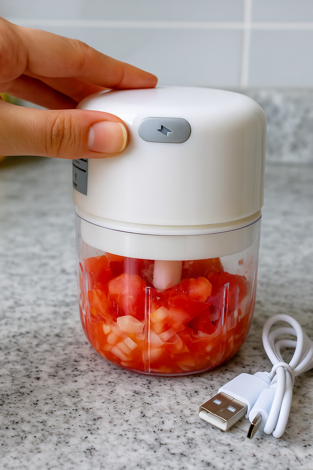 Electric Garlic Chopper Meat Grinder, USB Rechargeable Masher