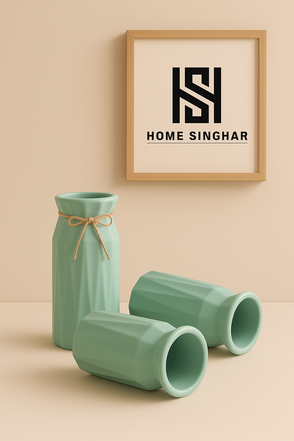 1pc Bohemian Style High Quality Plastic Vase With Stylish Ribbon