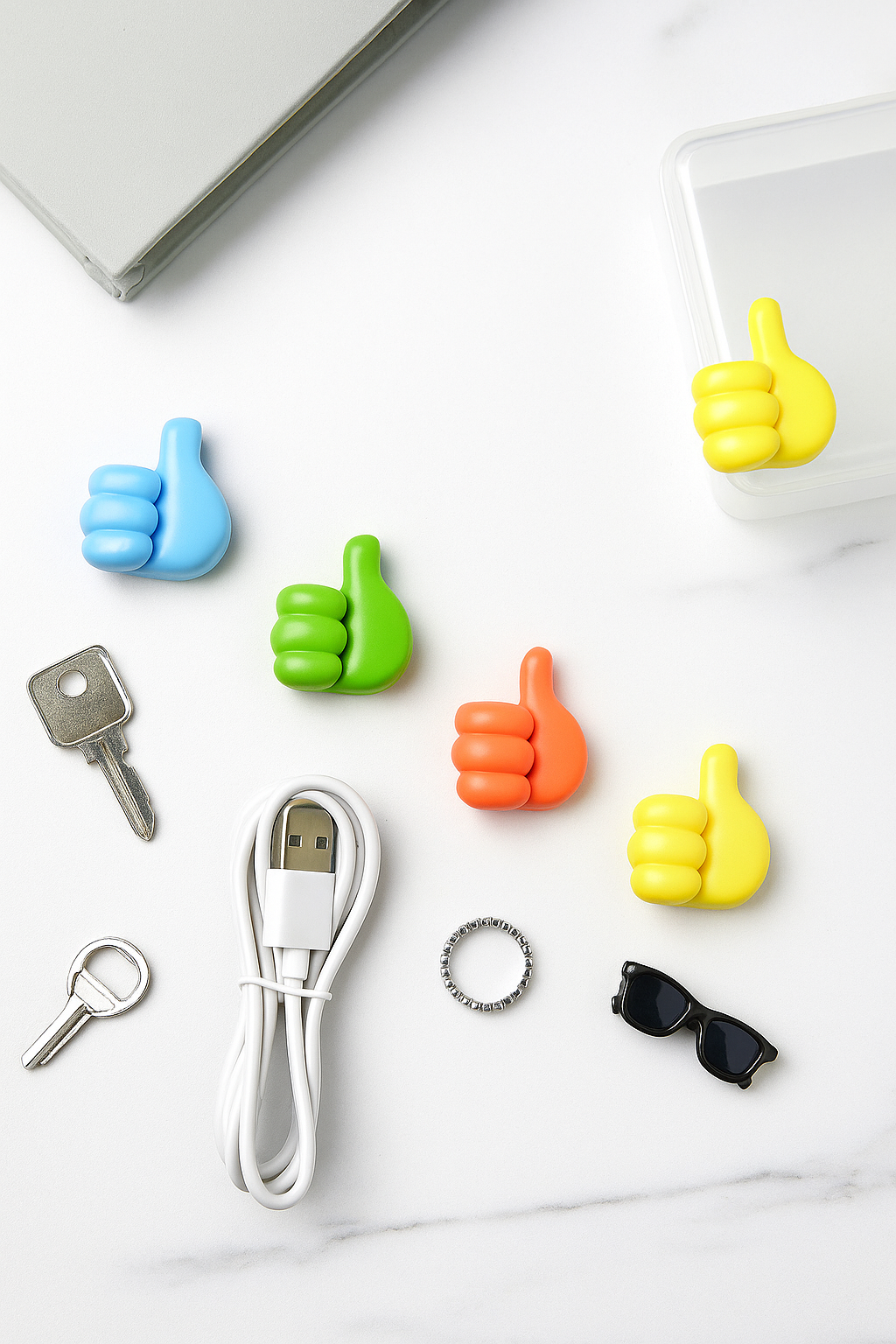 Pack of 10 Plastic Thumb Shaped Wall Hooks