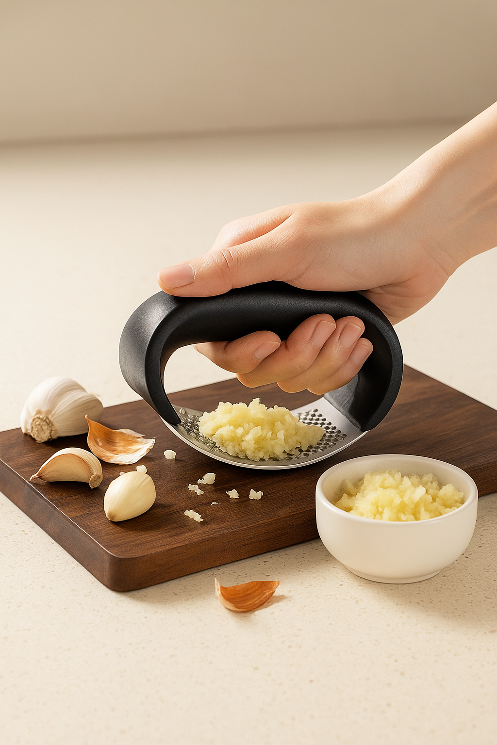 Manual Garlic Crusher- Easy to Use Kitchen Gadget