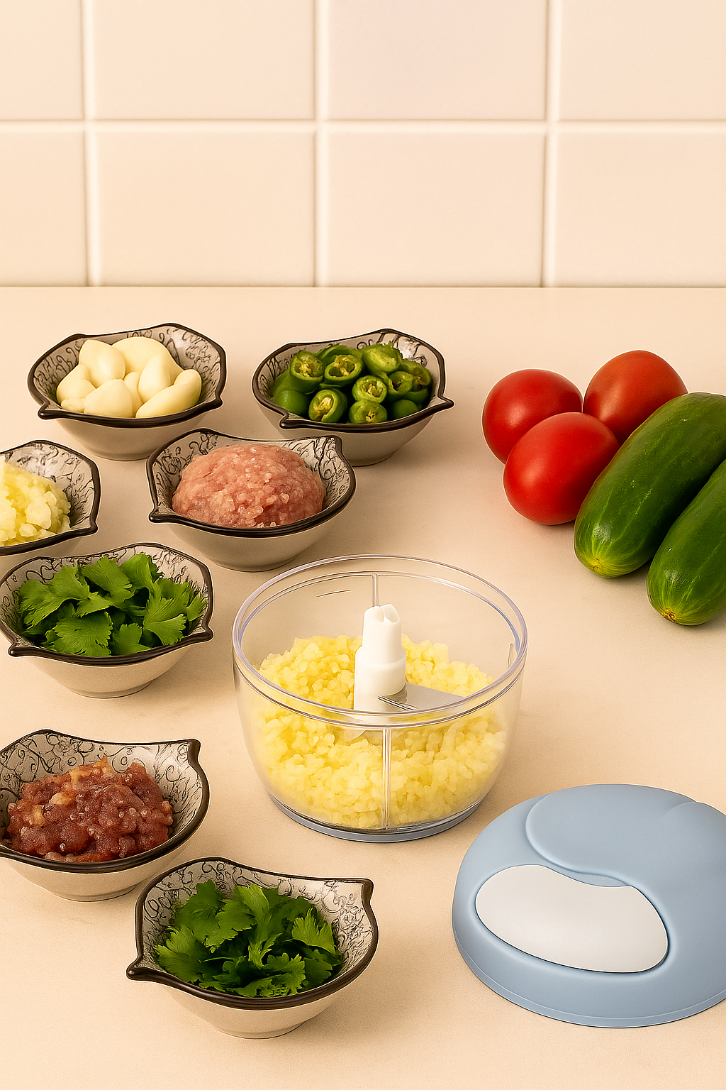 1pc Multifunctional Manual Garlic Grinder and Meat Chopper