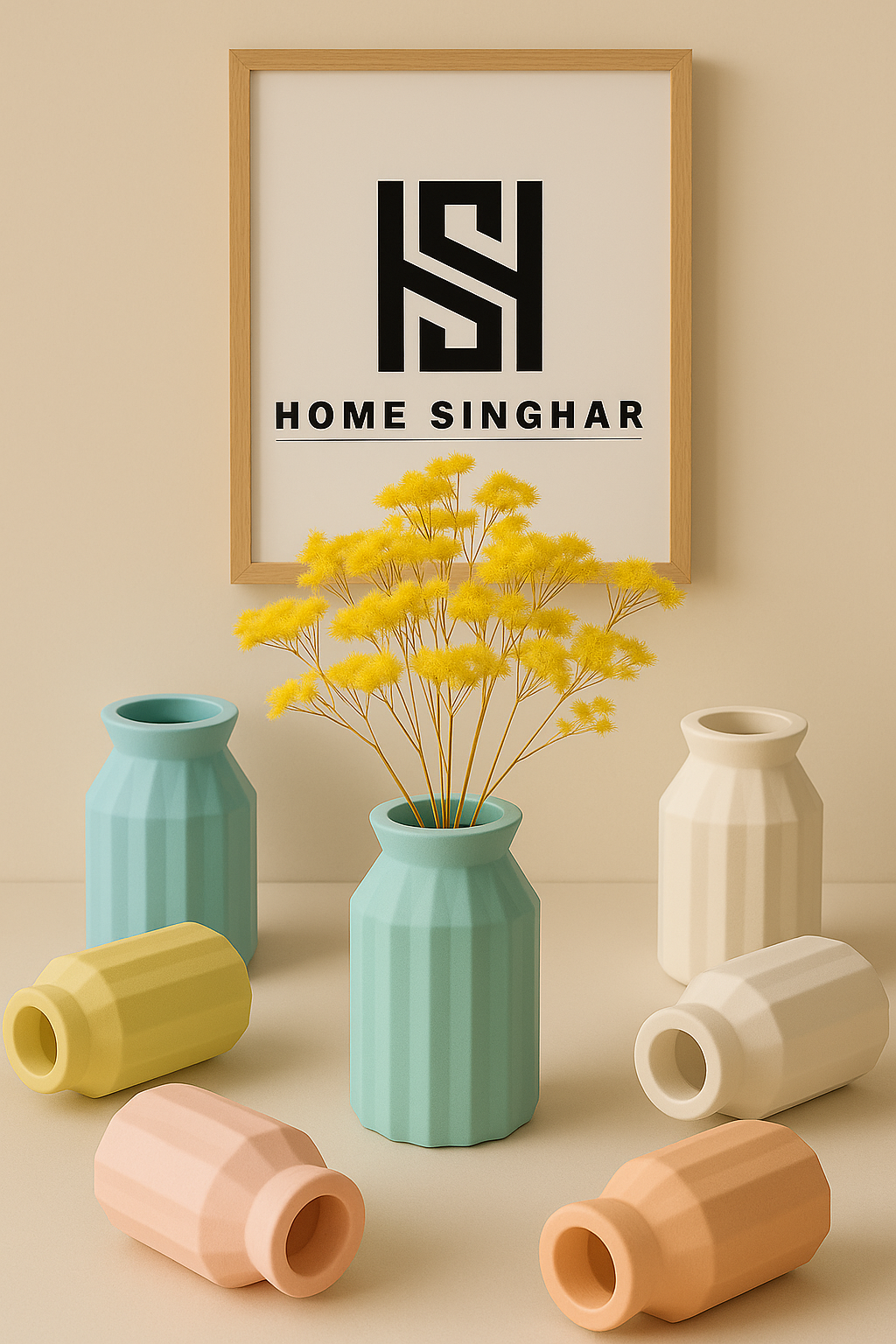 1pc Bohemian Style High Quality Plastic Vase With Stylish Ribbon
