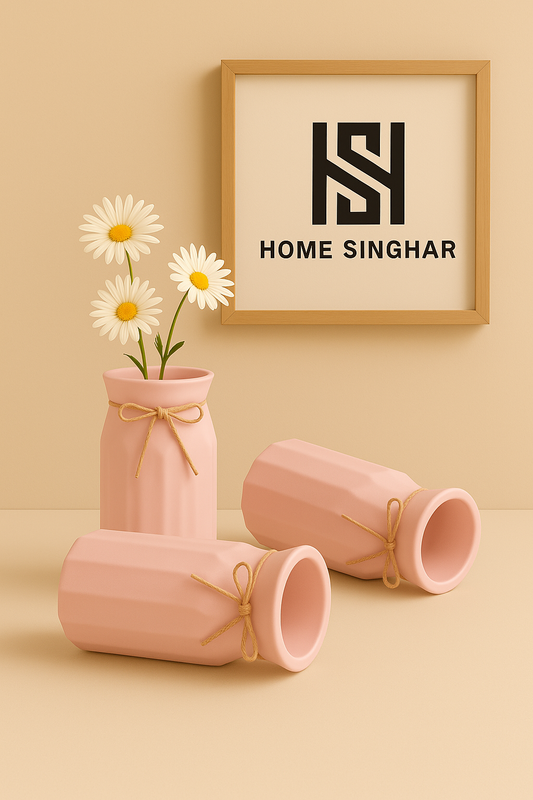 1pc Bohemian Style High Quality Plastic Vase With Stylish Ribbon